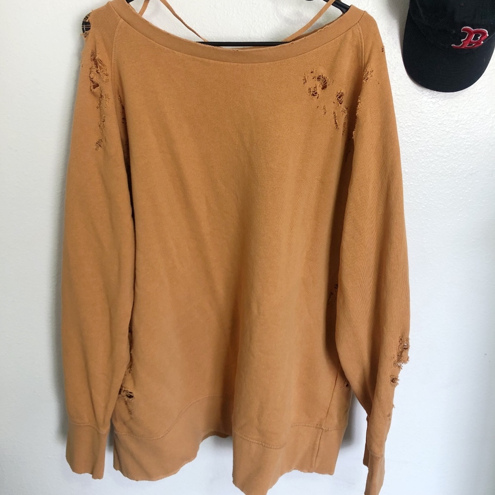 Free people distressed oversized sweatshirt